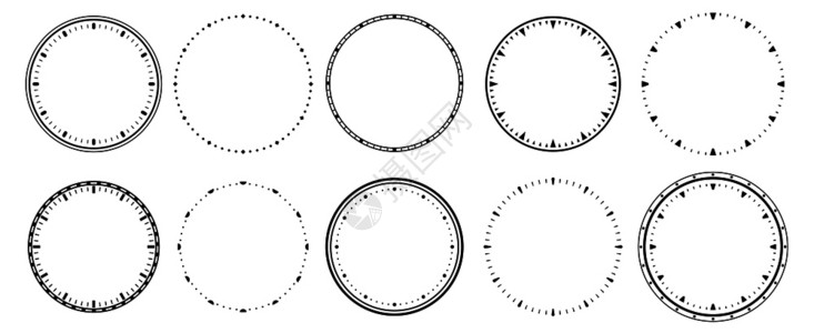 时钟秒计器和12小全天候监视时钟框架表截止间脸孤立的矢量符号时钟面年表秒计时器和12小全天候监视矢量集背景图片