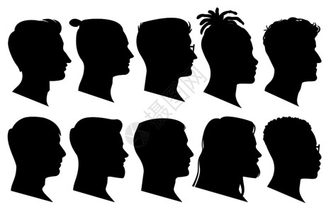 黑脸图男专业特征有发型的男专业特征有发型的男专业特征匿名肖像面临影子孤立的矢量有脸色双影人头有矢量的男专业特征有发型的男专业特征图片