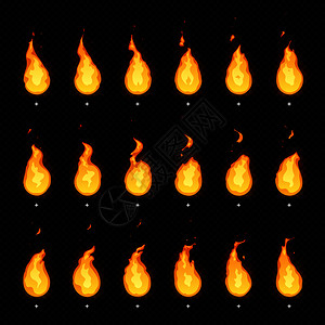 火热动画烈和热的焰故事板用于开发游戏点火力动画孤立矢量框火画火烈和动画框图片