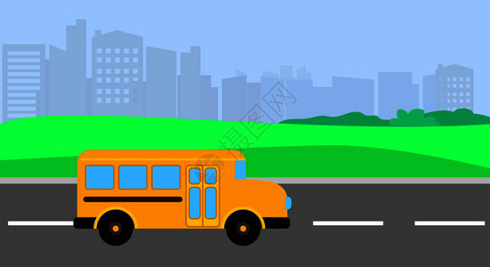 网络设计校车驾驶到学校背景平面图图片
