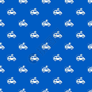 现代电动汽车模式矢量蓝色重复图图片