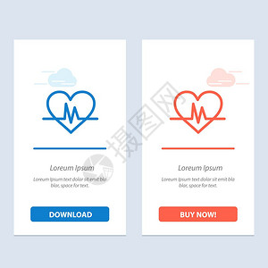 ecg心脏跳脉冲蓝色和红下载现在购买网络部件卡模板图片