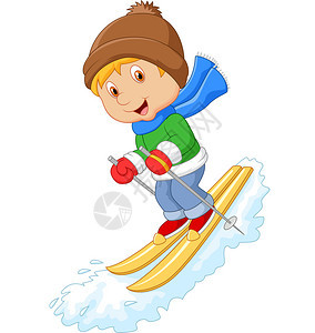 滑雪的卡通男孩图片