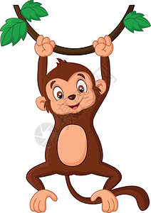 挂在树上的卡通猴子图片