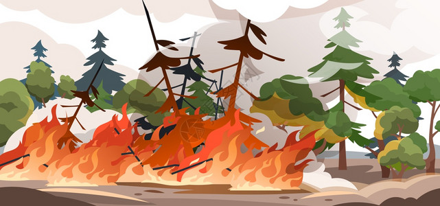 卡通矢量燃烧的树苗背景图片