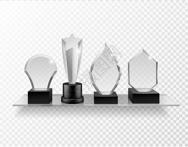 杯架上的玻璃奖现实的各种不同冠军奖在玻璃悬架上现实的各种不同冠军奖杯的闪亮玻璃体育成就矢量的透明水晶奖杯的现实各种不同冠军奖杯的背景图片
