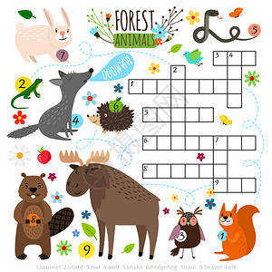 卡通可爱森林动物矢量元素图片