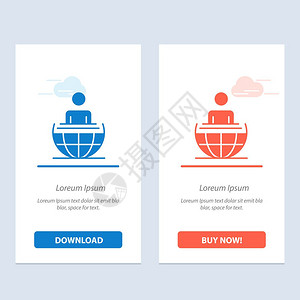 全球流程商业国际现代蓝和红下载购买网络元件卡模板背景图片