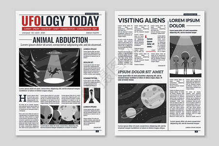 ufo报纸载有文字的报纸专栏媒体新闻头条外星文明和国人的章出版布局矢量信息概念外地文明和国人出版物布局矢量概念图片