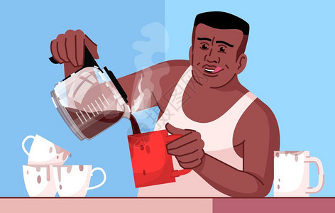 依赖咖啡的非裔美国男孩图片