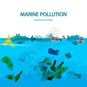 水和垃圾污染海洋图片