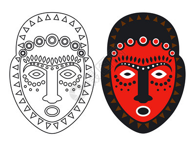 玛雅部落非洲面罩外光和彩色面罩矢量光化外和彩色面罩部落文化本土族裔面具部落玛雅非洲面罩图片