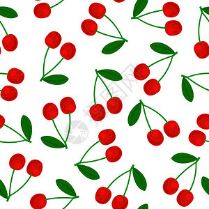 有绿叶的红樱桃矢量元素图片