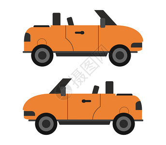 橘色敞篷汽车行驶对比图图片