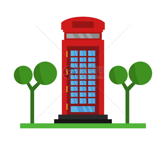 红色英语电话亭展示图图片