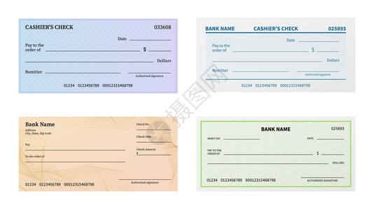 支票模板空白银行支票上面写有结流模式和钞票的水印凭单或优惠券纸票空白支模型矢量设置检查模板空白银行支票上面写有结流模式上面写图片