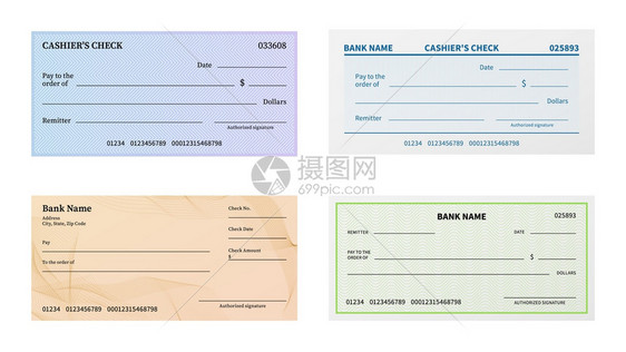 支票模板空白银行支票上面写有结流模式和钞票的水印凭单或优惠券纸票空白支模型矢量设置检查模板空白银行支票上面写有结流模式上面写图片