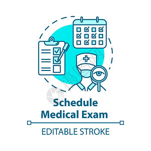 医疗检查概念图标医院检查专家访问物理测试医疗保险概念细线插图矢量孤立大纲rgb彩色绘图可编辑中风图片