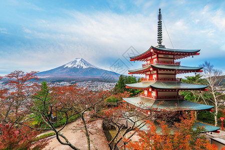 秋天日本著名的富士山图片