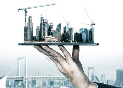 专业建筑师和工人组成的基础设施城市建筑图片