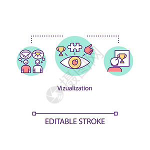 可视化治疗概念图象标引导像设想的细线插图心理象片脑力技术矢量孤立的大纲rb色彩图画可编辑的中风图片