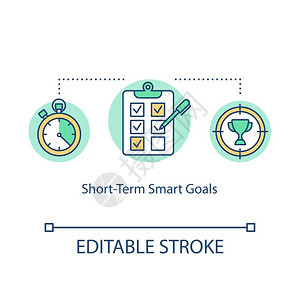 短期智能目标概念图每日成绩设想细线插图任务规划要做列表目标实现矢量孤立大纲rgb彩色绘图可编辑中风图片