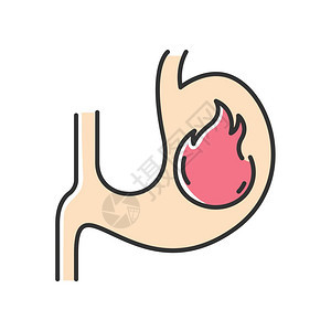 胃痛食物中毒胃肠道问题酸回流器官炎症消化道疾病早孕迹象孤立的病媒说明背景图片