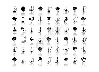 烟雾区香味标志白色空间的孤立矢量示意图hokabr落下阴影黑色淋巴图标设置shea房屋nrgile休息室管道的气味蒸吸烟区白空间图片