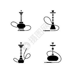白色空间上组的黑格字图标与朋友一起娱乐sheaouenargile休息室烟管的气味蒸吸烟区硅光符号矢量孤立图示图片