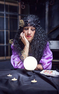 巫女用水晶球工作帽子高清图片素材