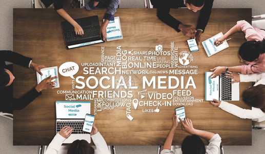 现代图形界面显示在线社会联系网络和媒体渠道让客户参与数字商业的互动图片