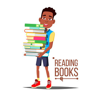 儿童阅读图书矢量拥有大书籍的arfo美国男孩教育黑儿童图书馆概念孤立的漫画插图儿童阅读书籍矢量黑儿童图书馆概念孤立的平面漫画插图图片