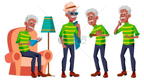 老年人友好的祖父母网络海报小册子设计孤立的漫画插图网络海报小册子设计孤立的漫画插图微笑老人友好的图片