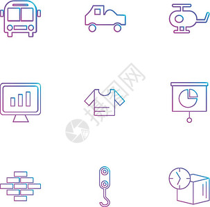 公共汽车直升机卡衬衫砖头立方体运输旅行船只飞机汽车票火硬件钱购物图标矢量设计公寓收藏风格创意图片