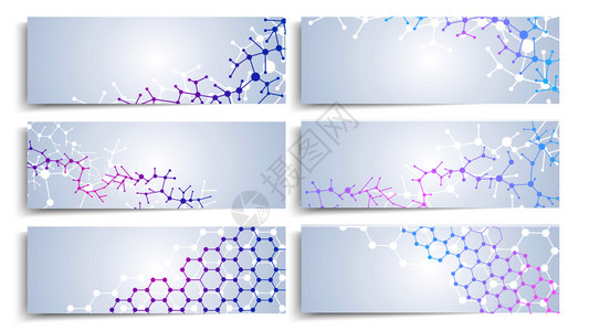 dna分子结构脑细胞连接矢量化学医标语一套卡片和海报附有分子结构图示图片