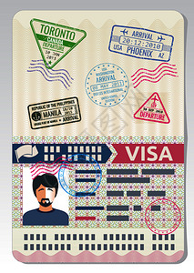带有签证邮票的海关护照商业旅行媒介概念带有过境证明签的商务旅行媒介概念带有签证邮票的商务旅行媒介概念背景图片