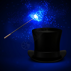 魔法棒和古老的帽子顶级矢量娱乐圣诞节背景魔法棒和黑帽子插图魔法棒和古老的帽子顶级矢量图片