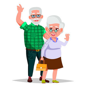 老年夫妇矢量祖母父社会概念老年夫妇欧洲人孤立的扁卡通插图具有祖母生活方式的爷几个老年人孤立的扁卡通插图图片