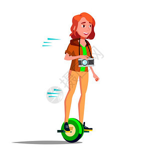 少女骑着平衡车图片