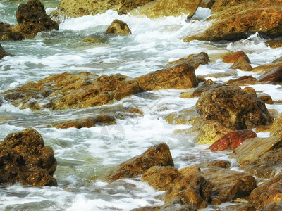 泰国海海水和礁石背景