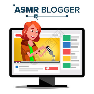 asmr博客频道矢量女快速帮助睡眠失概念孤立的插图青少年低语在线现场图片