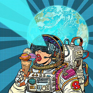 女宇航员吃冰淇淋图片