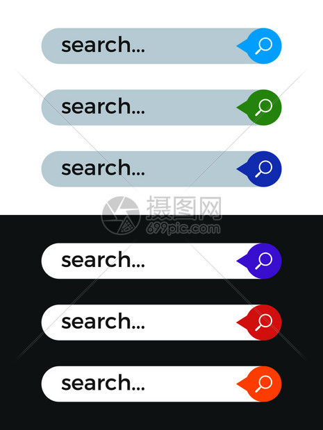 网站的现代互联颜色搜索条的矢量模板互联网的条搜索导航网页界面插图的模板图片