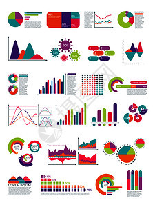 矢量统计图表网站布局模板彩色图表和商业示标带有流程的infograph元素矢量统计图表网站布局模板图片