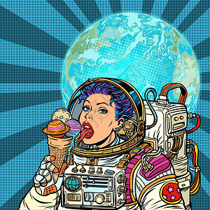 女宇航员食用冰淇淋图片