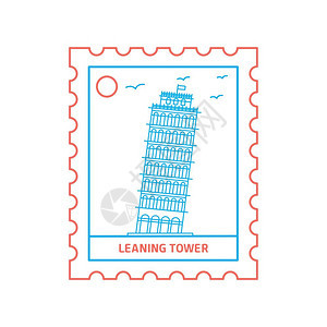 比萨斜塔建筑邮票图片