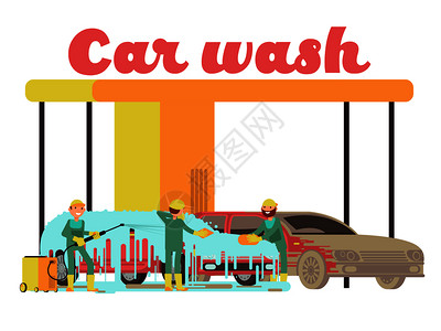 汽车服务站发动机汽车洗服务推广营销插图图片