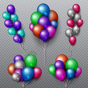 生日彩色气球用于惊喜和嘉年华插图彩色的气球队是孤立矢量组图片