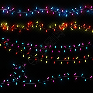 节日圣诞灯光x隆重照明狂欢节花园矢量套装嘉年华会的装饰和新年假日插图欢庆圣诞节灯光套装饰隆重照明狂欢节花园矢量套装图片
