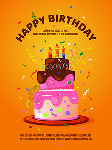 带有生日蛋糕和蜡烛背景的生日蛋糕和蜡烛带有甜饼装饰品的生日横幅矢量插图带有生日蛋糕和蜡烛的背景矢量插图图片